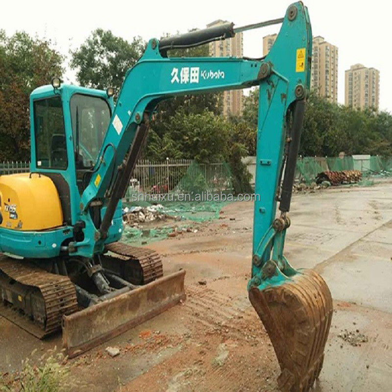 เครื่องขุดถังของญี่ปุ่น คุณภาพใช้ Kubota 155 ขนาดเล็ก 5.5 ตัน มินิมือสอง เครื่องขุดถัง crawler กับใบมีดและสายตัด
