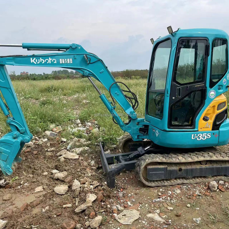 ชั่วโมงทํางานต่ํา Kubota U35S ขุด ขายเครื่องขุดมือสองที่มีเครื่องยนต์และปั๊มคุณภาพสูง ขุดมือสองเครื่องจักรราคาถูก